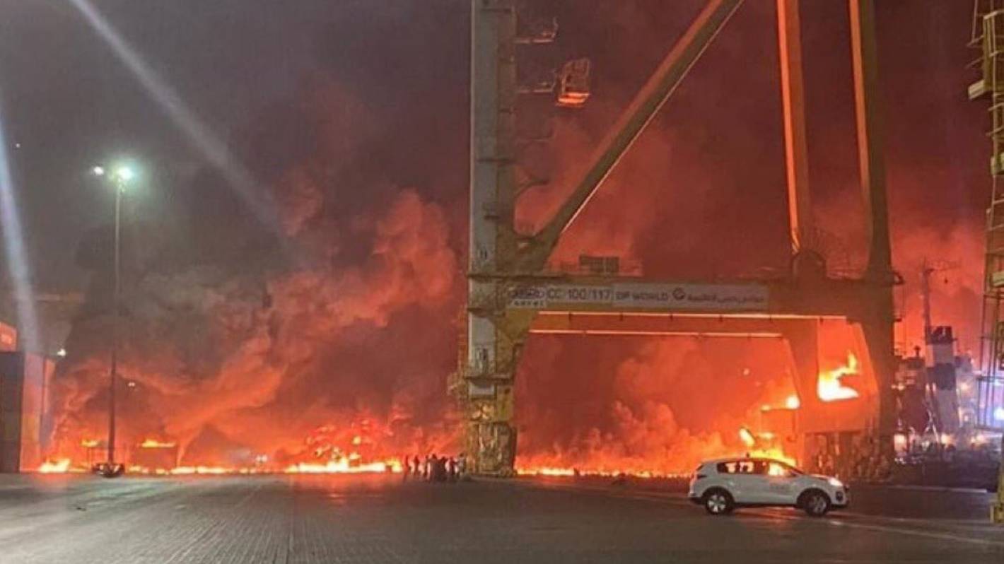 Fire erupts on ship at Dubai port after explosion that rocks city